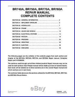 New Holland Br740a Br750a Br770a Br780a Round Baler Complete Service Manual