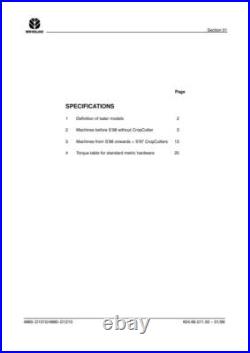 New Holland D1210 4860, D1010 4880, 590, 595 Square Baler Service Manual Repair New Holland D1210 4860, D1010 4880, 590, 595 Square Baler Service Manual Repair