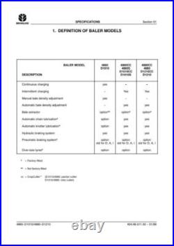 New Holland D1210 4860, D1010 4880, 590, 595 Square Baler Service Manual Repair New Holland D1210 4860, D1010 4880, 590, 595 Square Baler Service Manual Repair