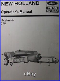 New Holland Ford Hayliner Hay Baler 275 Tractor pull Implement Owners Manual