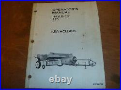 New Holland Hayliner 275 Small Square Baler Owner Operator Manual