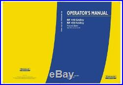 New Holland Rf 440 Utility, Rf 450 Utility Round Baler Operator`s Manual