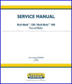 New Holland Roll Belt 150 180 Round Balers Repair Service Manual FREE PRIORITY