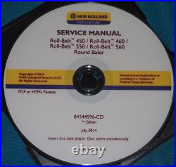 New Holland Roll-belt 450 460 550 560 Round Baler Service Repair Manual CD / DVD