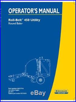 New Holland Roll-belt 460 Utility Round Baler Parts Service Operator's Manual