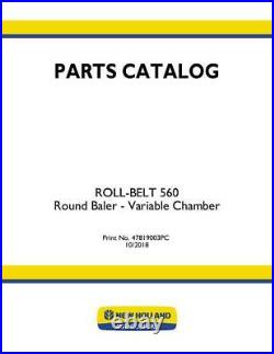 New Holland Roll-belt 560 Round Baler Variable Chamber Parts Catalog