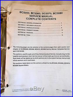 New Holland Square Baler BC5050 5060 5070 5080 Service Repair Manual 9/09
