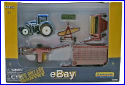 New Holland T7.270 Tractor with Hay Rake, Baler & Trailer 1/64