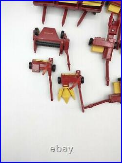 New Holland VINTAGE ERTL 1/64 TRACTOR IMPLEMENTS FARM RED DIECAST Lot of 12