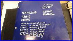OEM New Holland BB940, BB960 BALER Repair & BB900 Operator's Manual 3 book Set