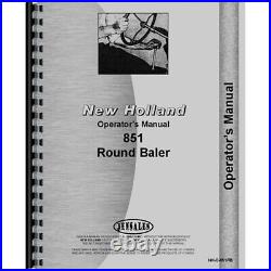 Round Baler Operators Manual Fits New Holland 851